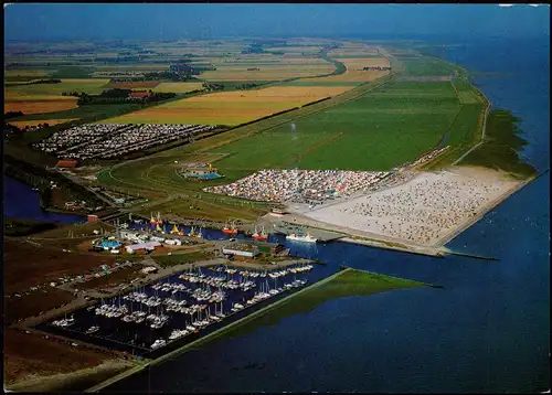 Dornumersiel-Dornum Luftbild Ortsansicht Ostfriesland vom Flugzeug aus 1986