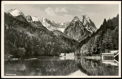 Garmisch-Partenkirchen Risser-See Riessersee mit Alpen Berge 1937