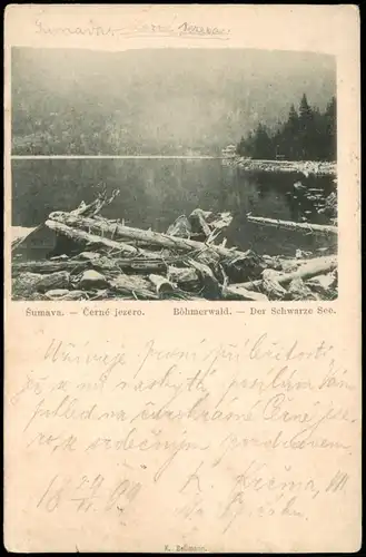 Postcard Markt Eisenstein Železná Ruda Schwarzer See 1899  Ankunftsstempel Taus