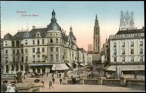 Postkaart Antwerpen Anvers Canal au Sucre 1914