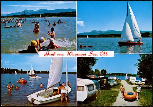 Waging am See Waginger See Wärmster See Oberbayerns Mehrbild-AK 1970