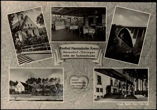 Hermsdorf (Thüringen) Hermsdorfer Kreuz Raststätte Mehrbild Fotokarte 1958