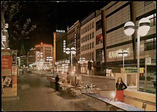 Ansichtskarte Hannover Bahnhofstrasse bei Nacht Leuchtreklame 1985