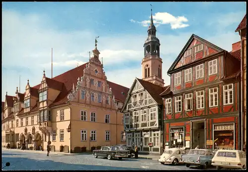 Ansichtskarte Celle Rathaus und Stadtkirche, VW Käfer 1981