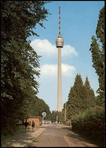 Ansichtskarte Stuttgart Fernsehturm, Parkplatz, Kiosk 1971