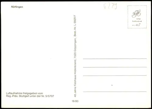 Ansichtskarte Nürtingen Luftbild 1980