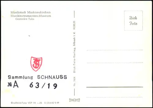 Ansichtskarte Markneukirchen Musikinstrumenten-Museum Gestreckte Tuba 1969