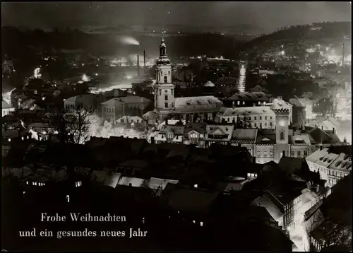 Ansichtskarte Greiz Panorama-Ansicht DDR Weihnachten Grusskarte 1969