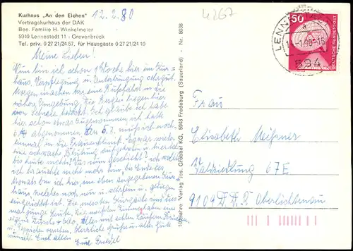 Lennestadt Mehrbildkarte Kurhaus An den Eichen Grevenbrück 1980