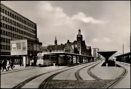 Ansichtskarte Chemnitz Poststraße, Zentralhaltestelle Straßenbahn 1969