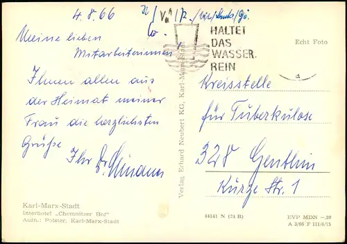 Ansichtskarte Chemnitz Hotel Chemnitzer Hof (Interhotel) Wartburg 311 1975