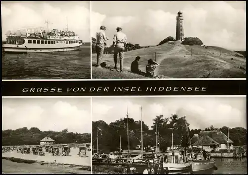 Ansichtskarte Hiddensee Hiddensjö, Hiddensöe Hafen, Strand, Fähre 1970