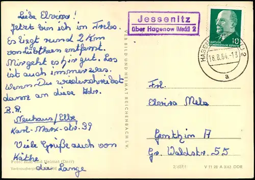 Ansichtskarte Lübtheen Post, Platz Leninstraße 1963  Landpoststempel Jessenitz