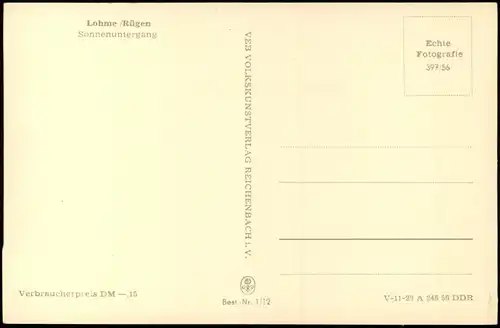 Ansichtskarte Lohme (Rügen) Stimmungsbild - Sonnenuntergang 1956