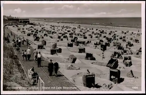 Ansichtskarte Wangerooge Strand mit Café Strandhalle 1934