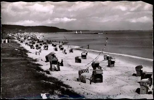 Ansichtskarte Timmendorfer Strand Strandleben, Strandkörbe 1956
