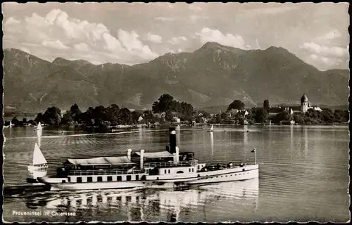 Ansichtskarte Chiemsee Fraueninsel - Chiemsee Dampfer Dampfschiff 1956