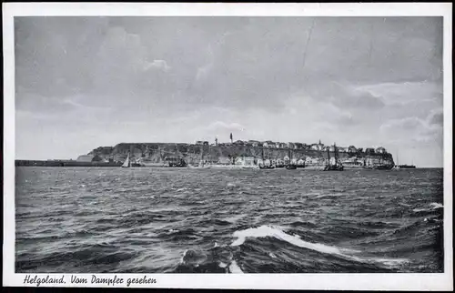 Ansichtskarte Helgoland (Insel) Blick vom Meer auf die Insel 1952