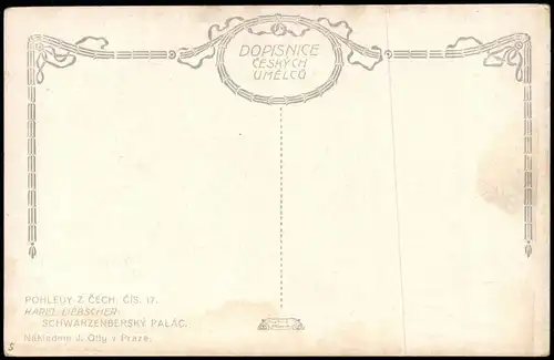 Postcard Prag Praha SCHWARZENBERSKÝ PALÁC Künstlerkarte 1913