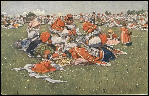 .Tschechien Bauernmädchen aus Hroznová Lhota. Typen Künstlerkarte Czech 1916