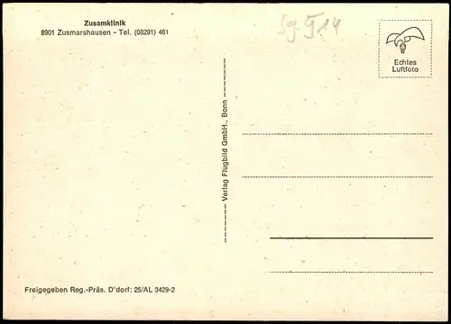 Ansichtskarte Zusmarshausen Luftbild Zusamklinik 1973
