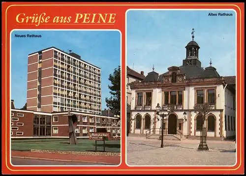 Ansichtskarte Peine 2 Bild Neues- und Altes Rathaus 1990