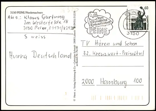 Ansichtskarte Peine 2 Bild Neues- und Altes Rathaus 1990
