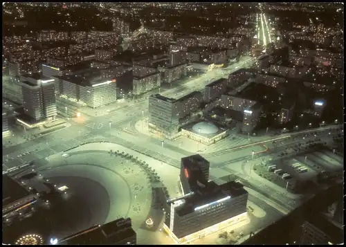 Ansichtskarte Berlin Blick vom Fernsehturm auf die Stadt bei Nacht 1986