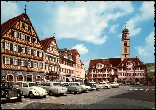 Bad Mergentheim Marktplatz, Autos u.a. Mercedes u. VW Käfer 1970