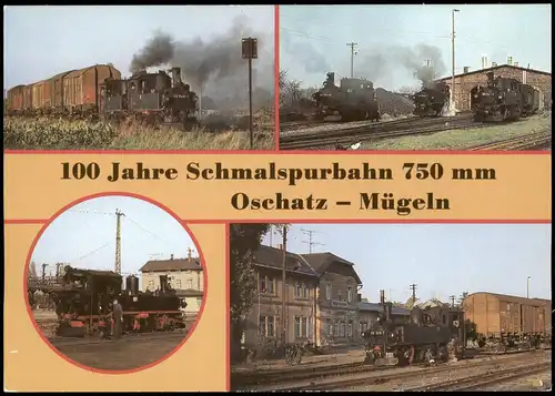Ansichtskarte Mügeln bei Nauendorf, Bahnhof Oschatz und Bahnhof Mügeln 1985