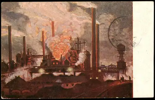 Witkowitz-Ostrau Vítkovice Moravska Ostrava Stahlwerk - Künstlerkarte 1922
