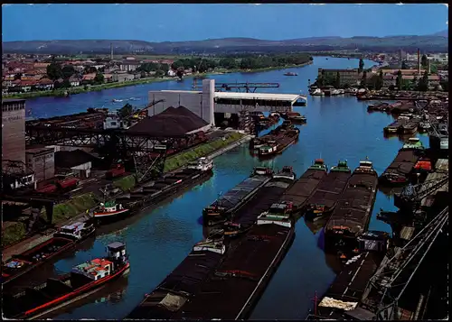 Basel Kleinhüninger Rheinhafen (Dreiländerecke) Rhineport Kleinhüningen 1970