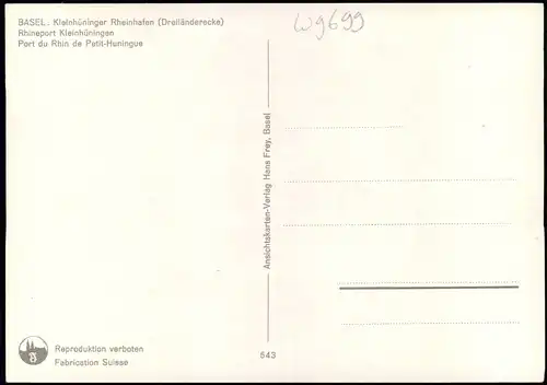 Basel Kleinhüninger Rheinhafen (Dreiländerecke) Rhineport Kleinhüningen 1970