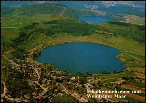 Schalkenmehren Schalkenmehrener Maar vom Flugzeug aus, Luftbild 1981