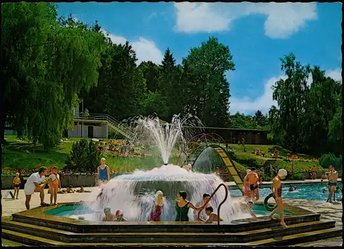 Ansichtskarte Bad Rappenau Sprudel-Massagebrunnen im Sole-Freischwimmbad 1966