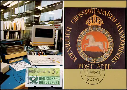 Hannover Postwesen Schalterterminal und Posthausschild anno 1825 1983