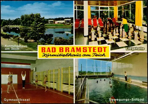 Ansichtskarte Bad Bramstedt Mehrbildkarte Kurmittelhaus am Teich 1974
