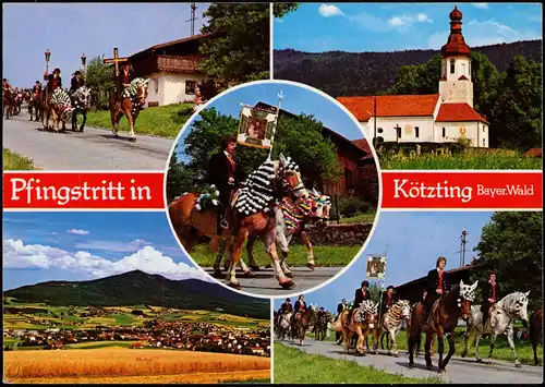 Bad Kötzting Mehrbildkarte, Pferde, Pfingstritt in Kötzting Bayer. Wald 1976