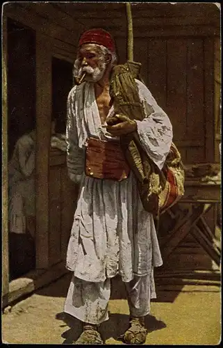 Ansichtskarte  Typen Künstlerkarte der Alte Zigeuner 1918  gel. Feldpoststempel