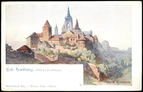 .Tschechien Král. Hradčany. (Pohled z Jel. Přikopu). Czech Künstlerkarte 1909