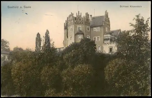 Ansichtskarte Saalfeld (Saale) Schloss Kitzerstein, colorierte AK 1911