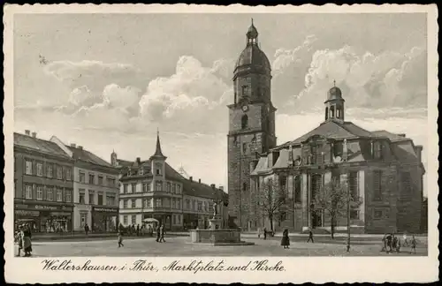 Ansichtskarte Waltershausen Markt, Geschäfte 1941