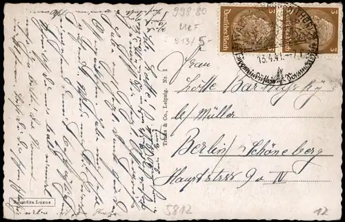 Ansichtskarte Waltershausen Markt, Geschäfte 1941