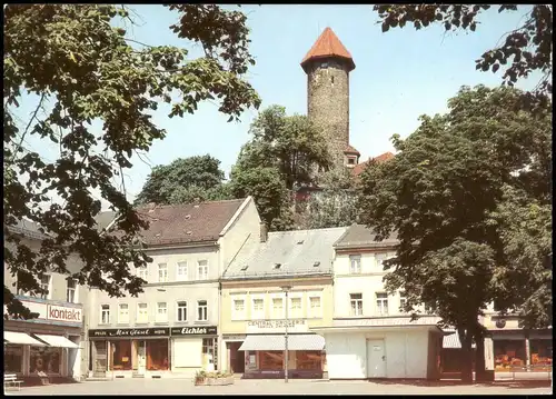 Ansichtskarte Auerbach (Vogtland) Blick vom Friedensplatz zum Schlossturm 1983