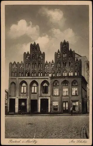 Ansichtskarte Rostock Am Schilde Fahrradgeschäft, Blumenhaus Krause 1928