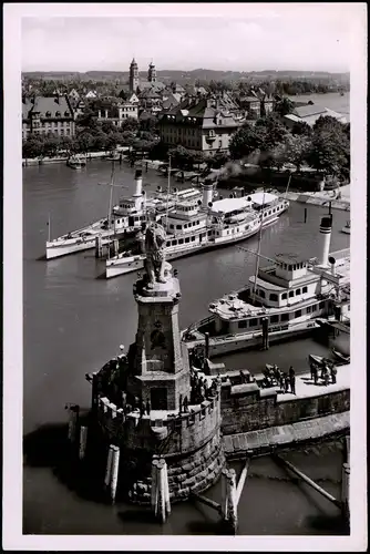 Ansichtskarte Lindau (Bodensee) Schiffe Dampfer Steamer Hafen 1950