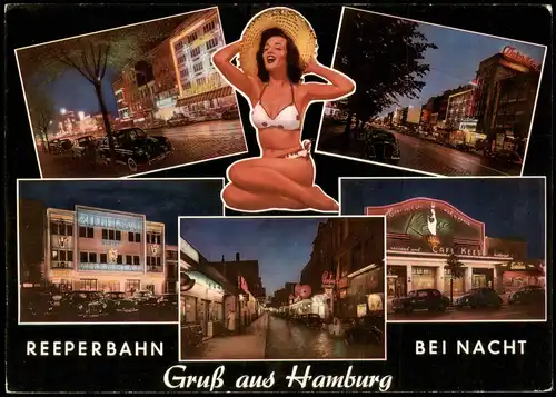 Ansichtskarte St. Pauli-Hamburg Reeperbahn bei Nacht - Zillertal etc 1968