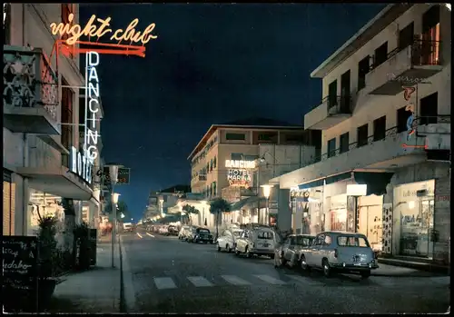 Cartoline Jesolo Italien Straßenpartie bei Nacht 1978