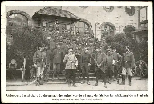 Heslach-Stuttgart Gefangene französische Soldaten v. d. Hause der Stuttgarter Schützengilde 1914