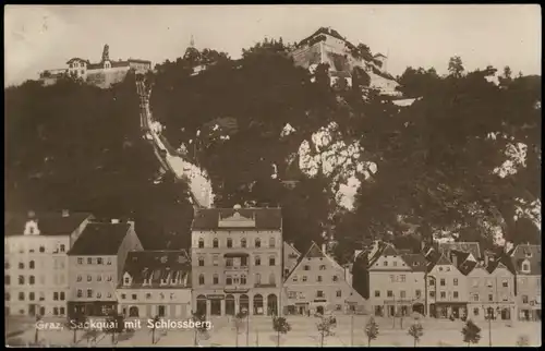 Ansichtskarte Graz Sackquai mit Schlossberg 1910